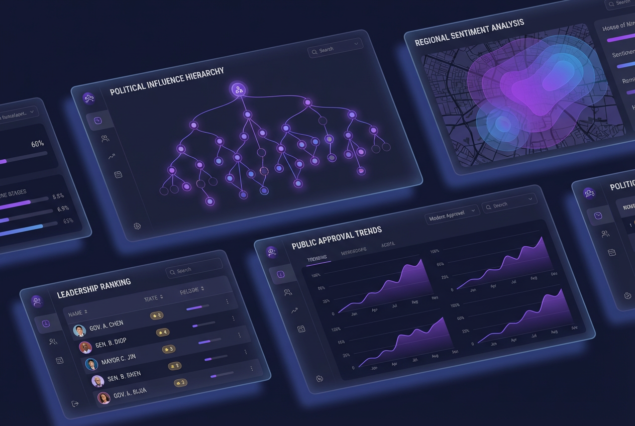 Dashboard do candidato mostrando ranking de lideranças e métricas da rede